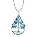 'Drop-Shaped Tree-Themed Jasper and Quartz Pendant Necklace'