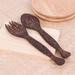 'Hand-Carved Palmyra Palm Wood Salad Serving Set (Set of 2)'