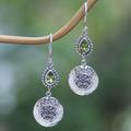 'Faceted Pear-Shaped Peridot Dangle Earrings from Bali'