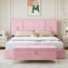 2-Pieces Bedroom Sets,Queen Size Upholstered Platform Bed ,Storage Ottoman