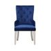 Side Chair (1Pc), Blue Fabric & Antique Platinum