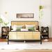 Rustic Design 3 Pieces Rattan Platform Full Size Bed With 2 Nightstands