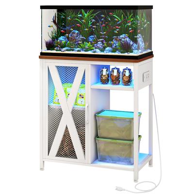 Moasis Aquarium Stand with Power Outlets and 7 Color RGB Light,Fish Tank Stand with Storage Cabinet