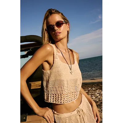 Little Secret Round Sunglasses at Free People in Copper/Silver