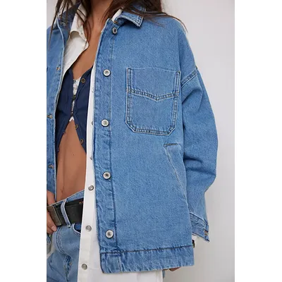 We The Free Madison City Denim Jacket at Free People in Medium Blue Denim