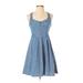 Cooperative Casual Dress - A-Line: Blue Chevron/Herringbone Dresses - Women's Size X-Small