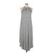 Aqua Casual Dress - Midi Halter Sleeveless: Gray Print Dresses - Women's Size X-Small