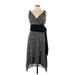 Max Studio Casual Dress - Wrap: Gray Floral Motif Dresses - Women's Size Medium