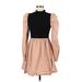 Shein Casual Dress - Mini Mock Long sleeves: Brown Print Dresses - Women's Size Medium