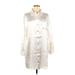 Chosen Couture Collection Casual Dress - Shirtdress Collared Long sleeves: Silver Print Dresses - New - Women's Size Small