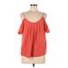 Joie Short Sleeve Silk Top Orange Print Plunge Tops - Women's Size Medium