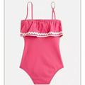 J. Crew Swim | J. Crew Nwt Women's Bandeau One-Piece Swimsuit | Color: Pink/White | Size: 16