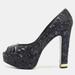 Louis Vuitton Shoes | Louis Vuitton Navy Blue/Black Sequins Peep Toe Platform Pumps | Color: Black | Size: 37