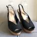 Jessica Simpson Shoes | Jessica Simpson Black Cork Wedge Peep Toe Adjustable Slingback Strap Size 10 | Color: Black | Size: 10