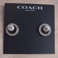 Coach Jewelry | Coach Logo Silver Crystal Loop Stud Earrings Y2k Bling Sparkle | Color: Silver | Size: Os