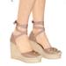 Gucci Shoes | % Authentic Gucci Napa Charlotte Wedge Platform Sandals | Color: Cream | Size: 7.5