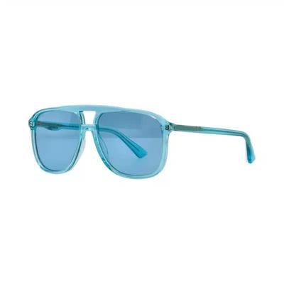 Gucci Accessories | Gucci Men's Gg0262s Aviator Sunglasses Blue Frame Blue Lens | Color: Blue | Size: Os