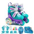 YIWENG Flash Skating Shoes Kids Beginner Roller Skating Shoes Set Children Skates with Kneepad Elbow Pads Helmet Roadblock Backpack Roller Skates