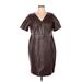 Jessica London Casual Dress - Sheath V Neck Short sleeves: Brown Print Dresses - Women's Size 14