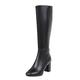 Women's Thick Heel High Heel Square Head Fashionable Versatile Warm And Comfortable Boots Mukluk Boots Women Mid Height (Black, 6.5)
