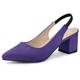 Allegra K Women's Pointed Toe Block Heel Pumps Slingback Heels, Purple, 9.5
