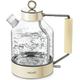 Electric Kettle, ASCOT Glass Electric Tea Kettle 1.5L 2200W Tea Heater & Hot Water Boiler, Borosilicate Glass, BPA-Free, Auto Shut-Off, Boil-Dry Protection (Cream)