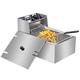 Deep Fat Fryer,6L Deep Fryer,Stainless Steel Electric Fryer,60-200°C Adjustable Temperature,Lid Cover,2500W Chip Fryer,Ideal For Fried Chicken, Chips & More