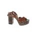 Sam Edelman Heels: D'Orsay Platform Boho Chic Brown Snake Print Shoes - Women's Size 9 1/2 - Open Toe