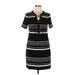 White House Black Market Casual Dress - Sheath Tie Neck Short sleeves: Black Print Dresses - Women's Size Medium