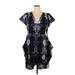 City Chic Casual Dress - Mini Plunge Short sleeves: Black Dresses - Women's Size 18 Plus