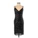 Express Cocktail Dress - Party Plunge Sleeveless: Black Print Dresses - Women's Size 2