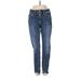 Silver Jeans Co. Jeans - Mid/Reg Rise Straight Leg Boyfriend: Blue Bottoms - Women's Size 0 - Dark Wash