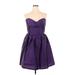 Alfred Sung Cocktail Dress - Party Strapless Sleeveless: Purple Solid Dresses - New - Women's Size 16