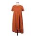 Lularoe Casual Dress - Shift Crew Neck Short sleeves: Orange Marled Dresses - Women's Size Medium