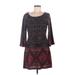 Angie Casual Dress - Mini Scoop Neck 3/4 sleeves: Black Aztec or Tribal Print Dresses - Women's Size Medium