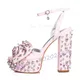 Sandales à Plateforme avec Nministériels d Papillon pour Femme Pierres Précieuses Colorées Rose