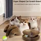 Planche à gratter pliable pour chat griffoir rond ondulé jouet coule pour chat avec balle et herbe