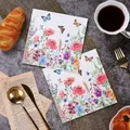 Sets de table en papier imprimé floral pour restaurant hôtel fête en pâte de bois pure 33cm 20