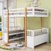 Harriet Bee Jakiria Twin Size Wood Loft Bed w/ 2 Seats, Ladder & Guardrail in White | 67 H x 44 W x 80 D in | Wayfair