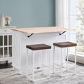 Red Barrel Studio® High Quality Kitchen Island 3 Piece Set w/ Drop Leaf & 2 Stools Wood in White | 36.61 H x 50.31 W x 17.71 D in | Wayfair