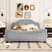 Red Barrel Studio® Full Size Velvet Upholstered Daybed w/ Brass Nail Trim Plastic in Gray | 34 H x 56.3 W x 80 D in | Wayfair