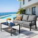 Latitude Run® Hawally Outdoor Wicker Patio Sofa w/ Cushions w/ Ottoman in Gray | 31.89 H x 72.44 W x 31.49 D in | Wayfair