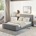 Latitude Run® Queen Size Upholstery Platform Bed Upholstered/Velvet, Solid Wood in Gray | 39 H x 58.3 W x 92.4 D in | Wayfair