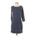 Lands' End Casual Dress - Sheath Scoop Neck 3/4 sleeves: Blue Dresses - Women's Size X-Small