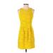 Nanette Lepore Casual Dress - Mini Crew Neck Sleeveless: Yellow Dresses - Women's Size 2