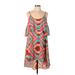 Judith March Cocktail Dress - High/Low: Teal Aztec or Tribal Print Dresses - Women's Size Large