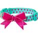 Blueberry Pet Heart Flocking Dog Collar Valentineâ€™s Day Adjustable Collars with Velvety Bowtie for Medium Dogs Mint Green Neck 14.5 -20