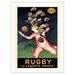 Rugby The Perfect Cap (La Casquette Parfaite) - Vintage French Advertising Poster by Leonetto Cappiello c.1923 - Bamboo Fine Art 290gsm Paper Print (Unframed) 24x32in
