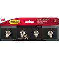 Command 3M Hom18ses Decorative Key Rail 8W X 1 1/2D X 2 1/8H Black/Silver 4 Hooks/Pack