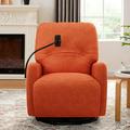 270 Degree Swivel Electric Recliner Chair Rocking Motion Recliner Single Sofa with a Phone Holder for Living Room and Home Theater Seating Orange